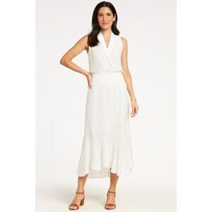 ✨ Zac & Rachel White Floaty A-Line Midi Skirt | Size L (Fits XL) ✨SAME DAY SHIP